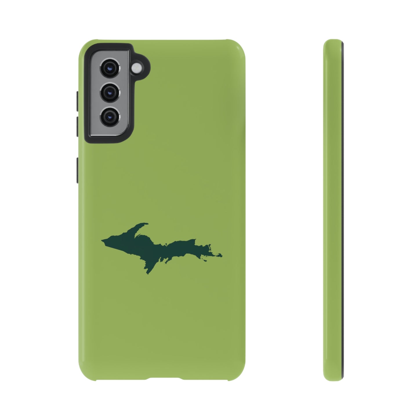 Michigan Upper Peninsula Tough Phone Case (Gooseberry Green w/ Green UP Outline) | Samsung & Pixel Android