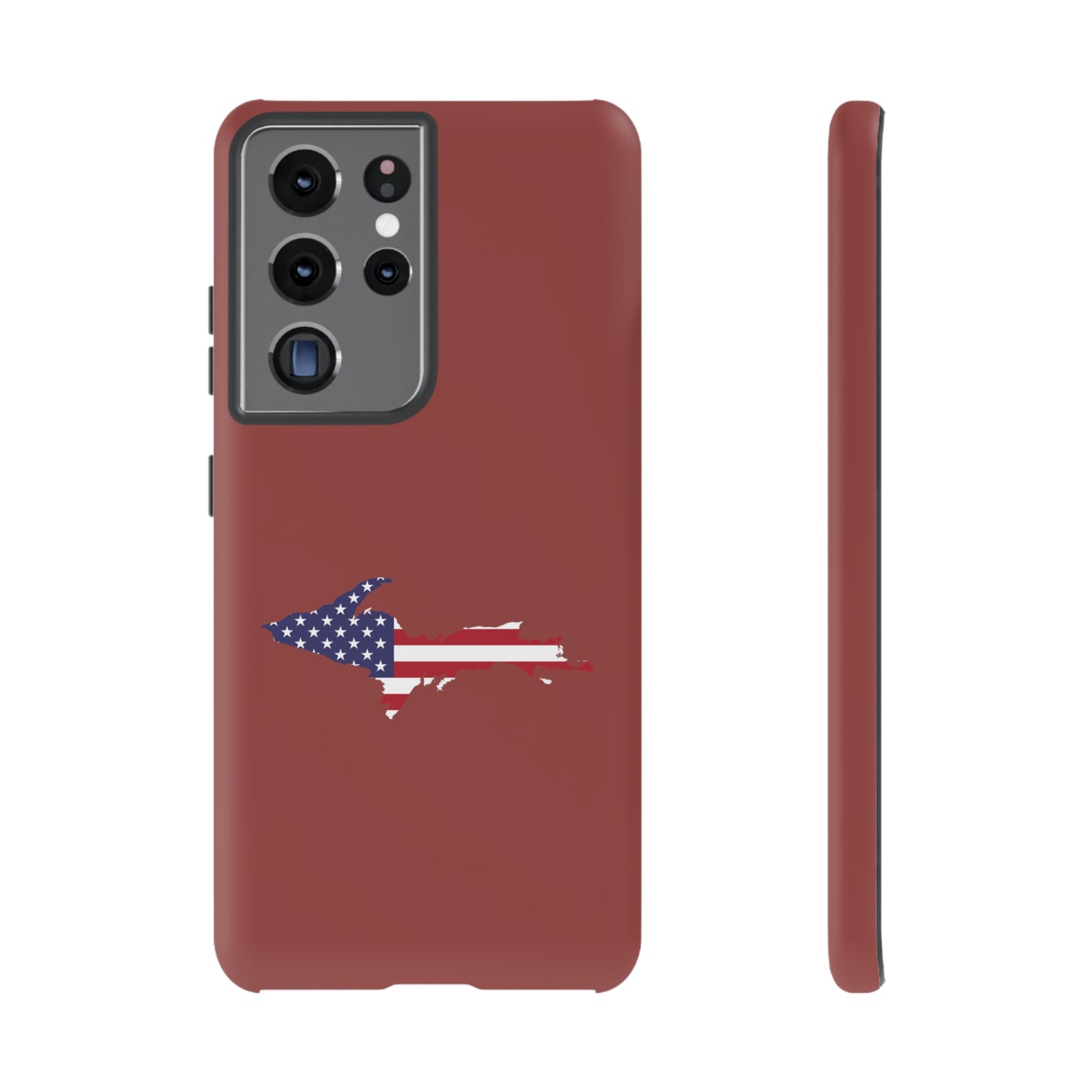 Michigan Upper Peninsula Tough Phone Case (Ore Dock Red w/ UP USA Flag Outline) | Samsung & Pixel Android