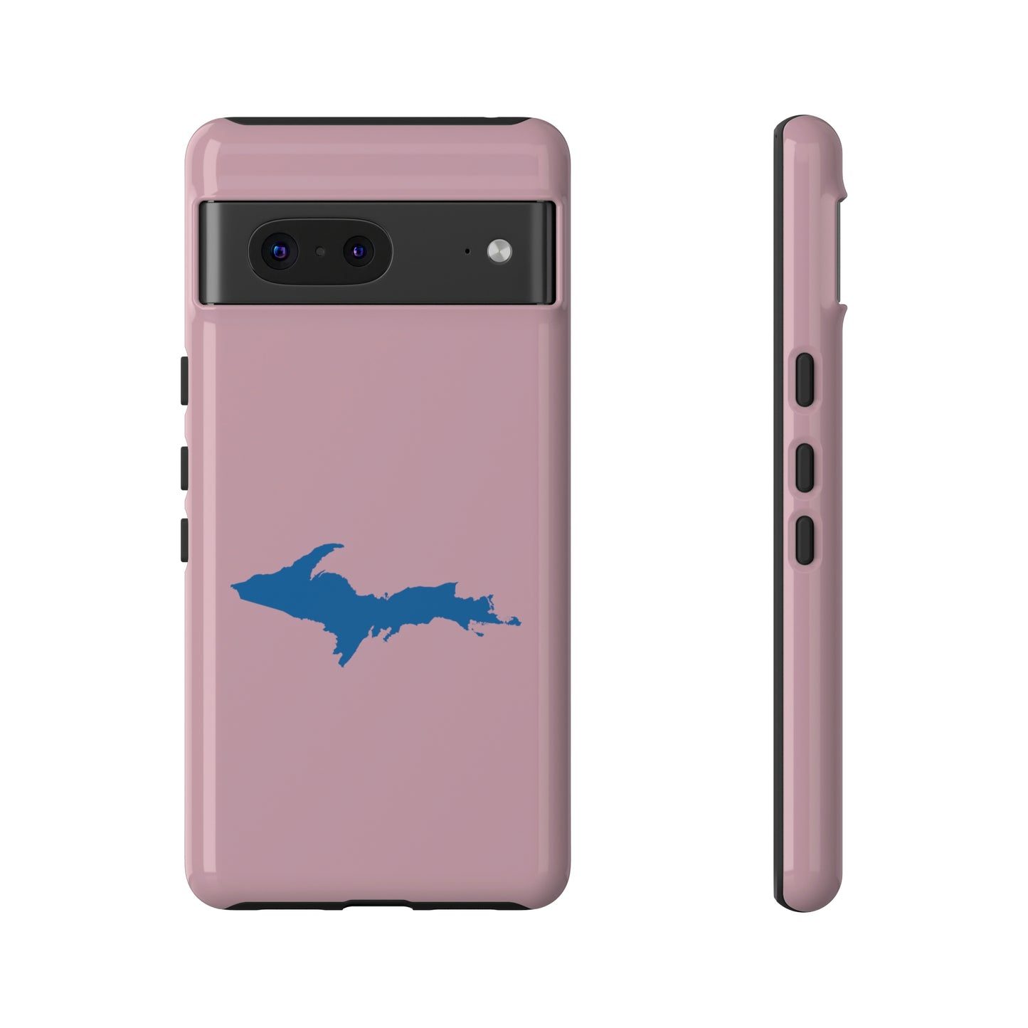 Michigan Upper Peninsula Tough Phone Case (Pink w/ Azure UP Outline) | Samsung & Pixel Android