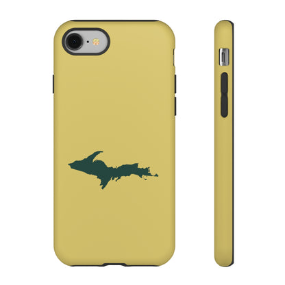 Michigan Upper Peninsula Tough Phone Case (Plum Yellow w/ Green UP Outline) | Apple iPhone