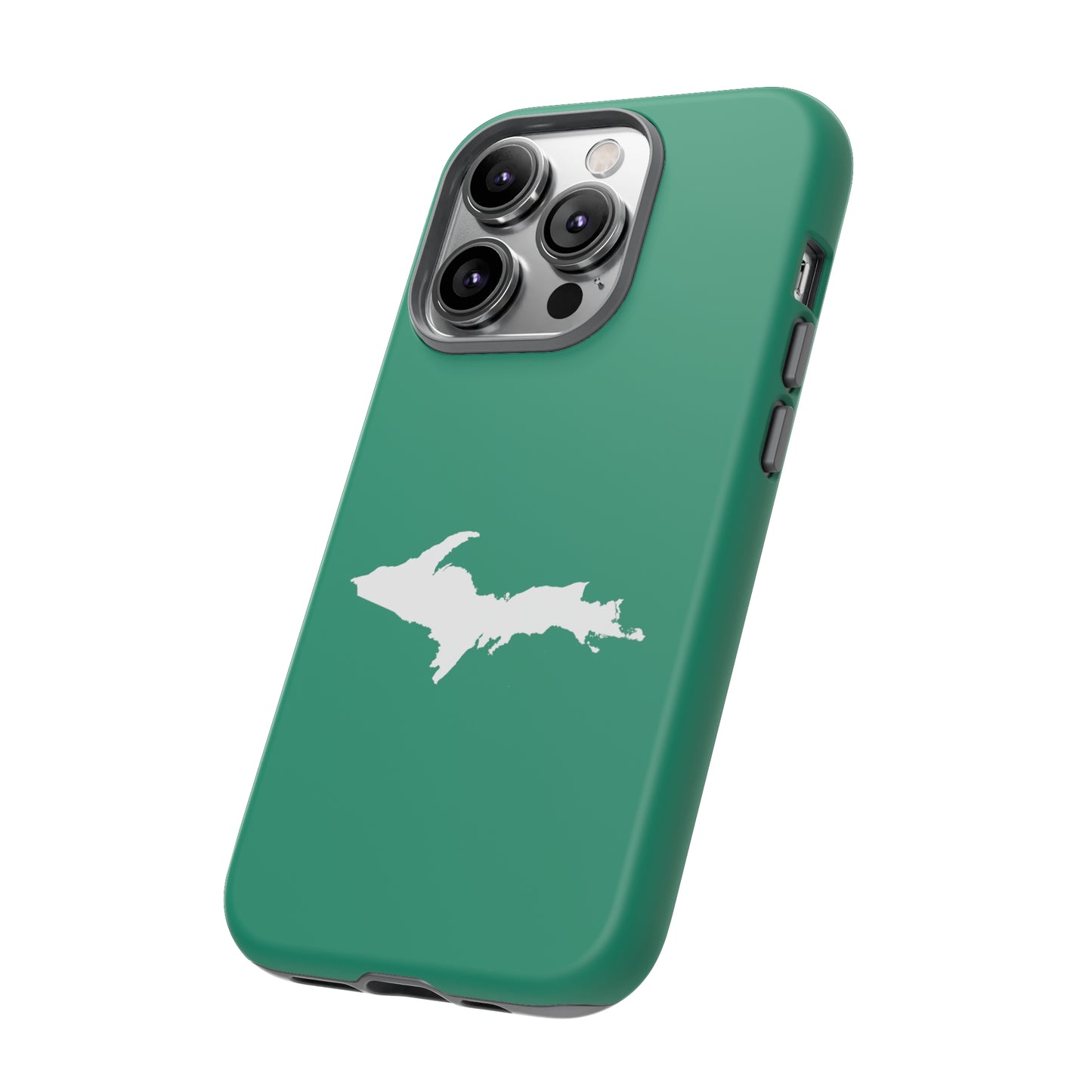 Michigan Upper Peninsula Tough Phone Case (Emerald Green w/ UP Outline) | Apple iPhone