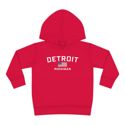 'Detroit Michigan' Hoodie (w/USA Flag Outline) | Unisex Toddler