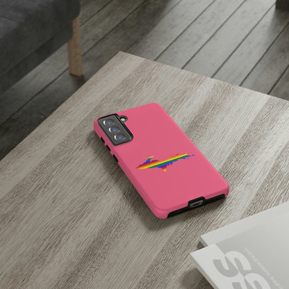 Michigan Upper Peninsula Tough Phone Case (Rhodochrosite Pink w/ UP Pride Flag Outline) | Samsung & Pixel Android