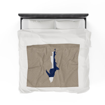 Michigan Upper Peninsula Plush Blanket (w/ UP Finland Flag Outline) | Dark Canvas Color