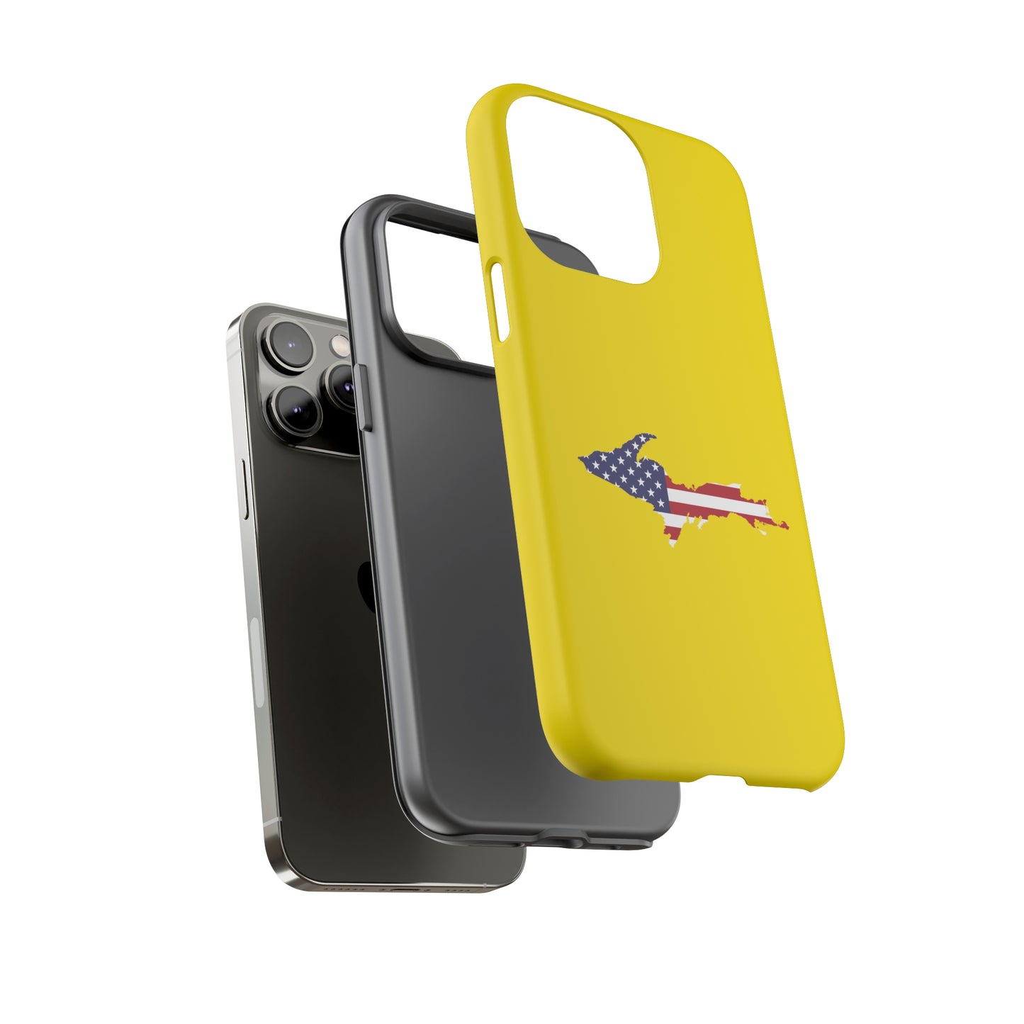 Michigan Upper Peninsula Tough Phone Case (Gadsden Yellow w/ UP USA Outline) | Apple iPhone