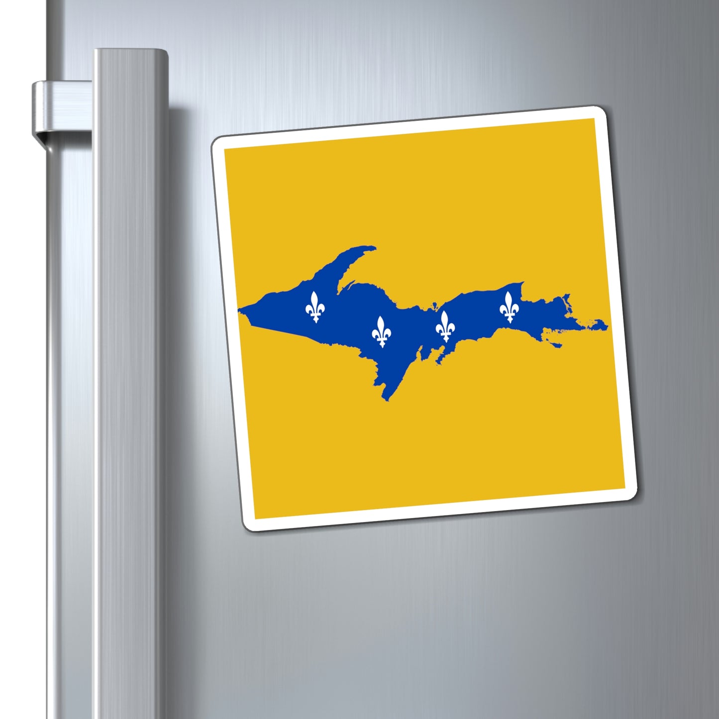 Michigan Upper Peninsula Square Magnet (Gold w/ UP Quebec Flag Outline)