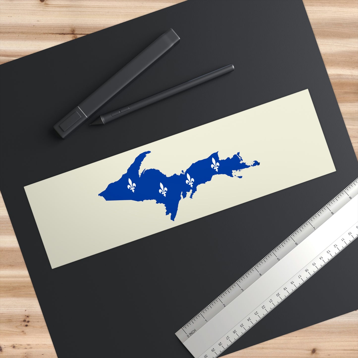 Michigan Upper Peninsula Bumper Stickers (w/ UP Quebec Flag Outline) | Ivory Color Background