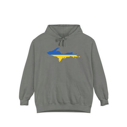 Michigan Upper Peninsula Hoodie (w/ UP Ukraine Flag Outline) | Unisex Garment-Dyed