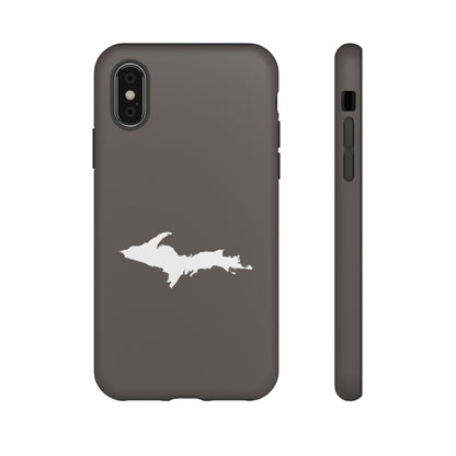 Michigan Upper Peninsula Tough Phone Case (Warren Tank Grey w/ UP Outline) | Apple iPhone