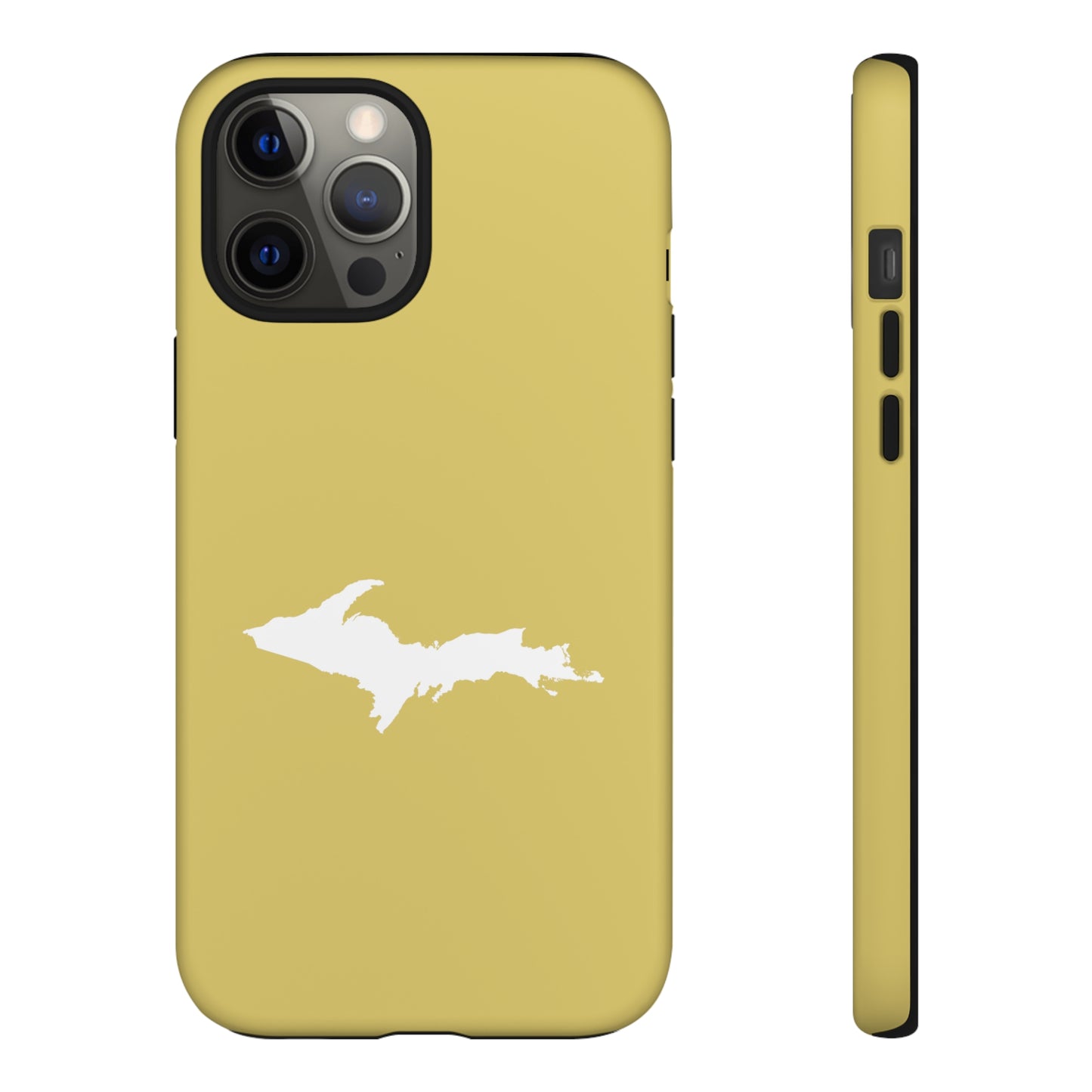 Michigan Upper Peninsula Tough Phone Case (Plum Yellow w/ UP Outline) | Apple iPhone