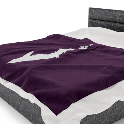 Michigan Upper Peninsula Plush Blanket (w/ UP Outline) | Plum