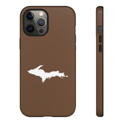 Michigan Upper Peninsula Tough Phone Case (Coffee Color w/ UP Outline) | Apple iPhone