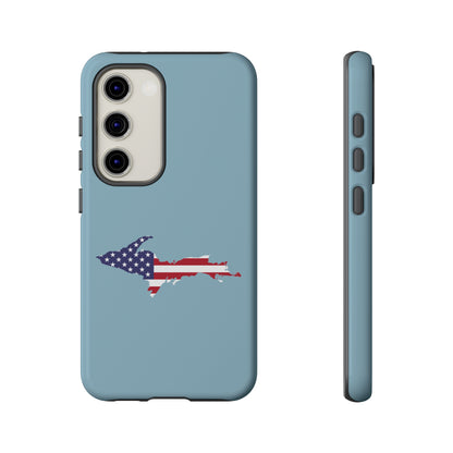 Michigan Upper Peninsula Tough Phone Case (Opal Blue w/ UP USA Flag Outline) | Samsung & Pixel Android