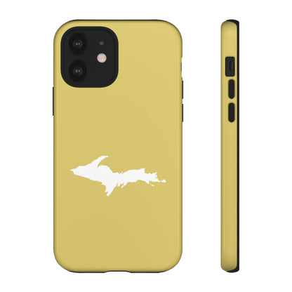 Michigan Upper Peninsula Tough Phone Case (Plum Yellow w/ UP Outline) | Apple iPhone