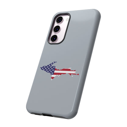 Michigan Upper Peninsula Tough Phone Case (Silver w/ UP USA Flag Outline) | Samsung & Pixel Android