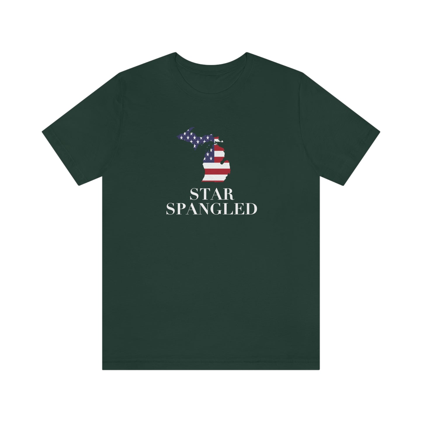 Michigan 'Star Spangled' T-Shirt (w/ MI USA Flag Outline) | Unisex Standard Fit