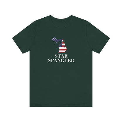 Michigan 'Star Spangled' T-Shirt (w/ MI USA Flag Outline) | Unisex Standard Fit