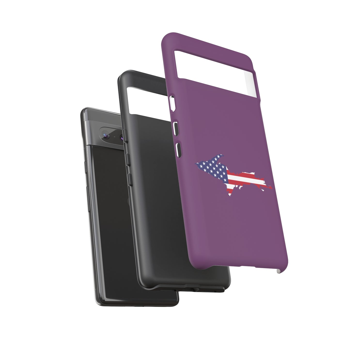 Michigan Upper Peninsula Tough Phone Case (Plum w/ UP USA Flag Outline) | Samsung & Pixel Android