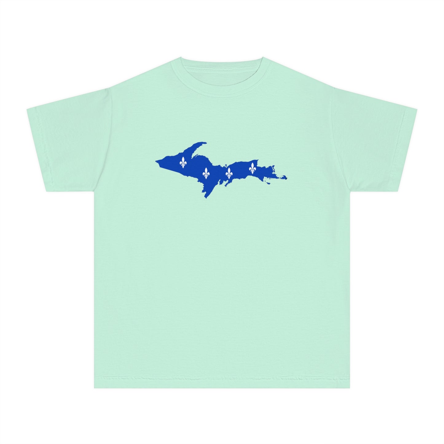 Michigan Upper Peninsula T-Shirt (w/ UP Quebec Flag Outline) | Youth Garment-Dyed