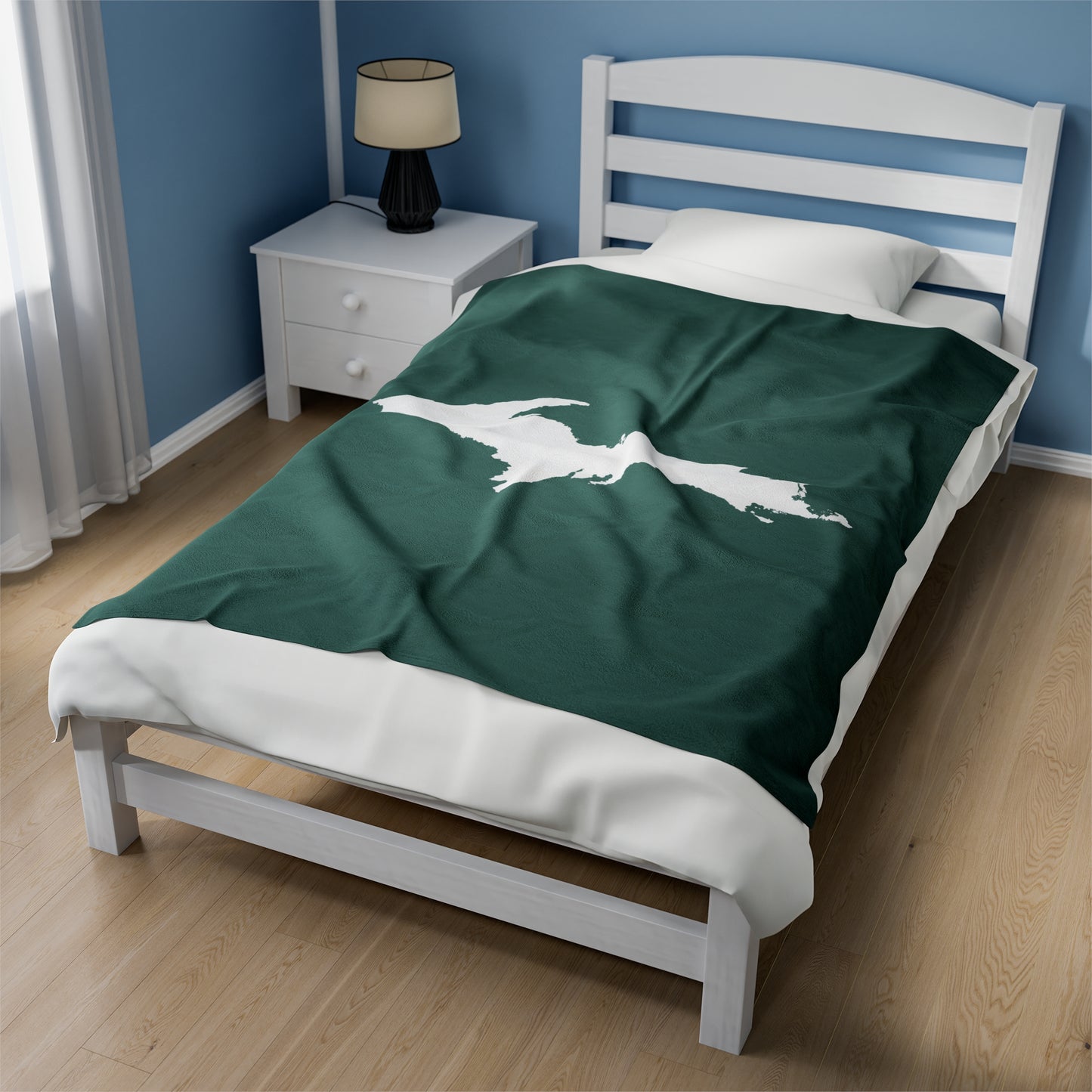 Michigan Upper Peninsula Plush Blanket (w/ UP Outline) | Copper Green