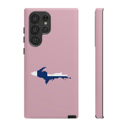 Michigan Upper Peninsula Tough Phone Case (Pink w/ UP Finland Flag Outline) | Samsung & Pixel Android