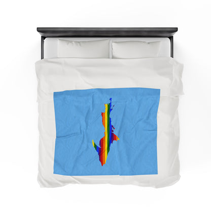 Michigan Upper Peninsula Plush Blanket (w/ UP Pride Flag Outline) | DTW Blue