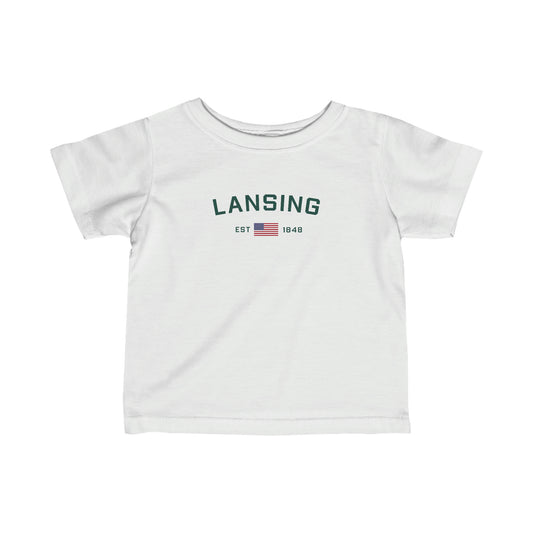 'Lansing EST 1848'' T-Shirt (w/USA Flag Outline) |  Infant Short Sleeve