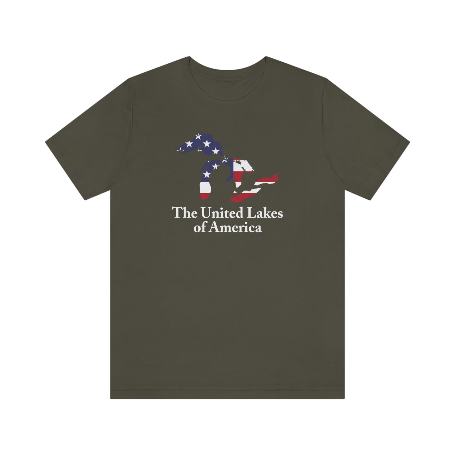 'The United Lakes of America' T-Shirt (w/ Great Lakes USA Flag Outline) | Unisex Standard Fit