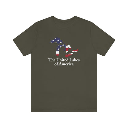 'The United Lakes of America' T-Shirt (w/ Great Lakes USA Flag Outline) | Unisex Standard Fit