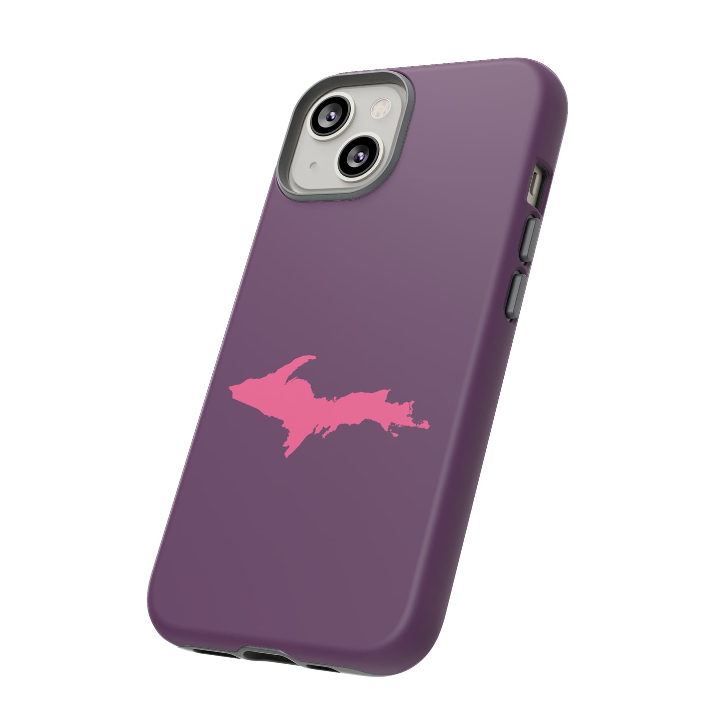 Michigan Upper Peninsula Tough Phone Case (Plum w/ Pink UP Outline) | Apple iPhone