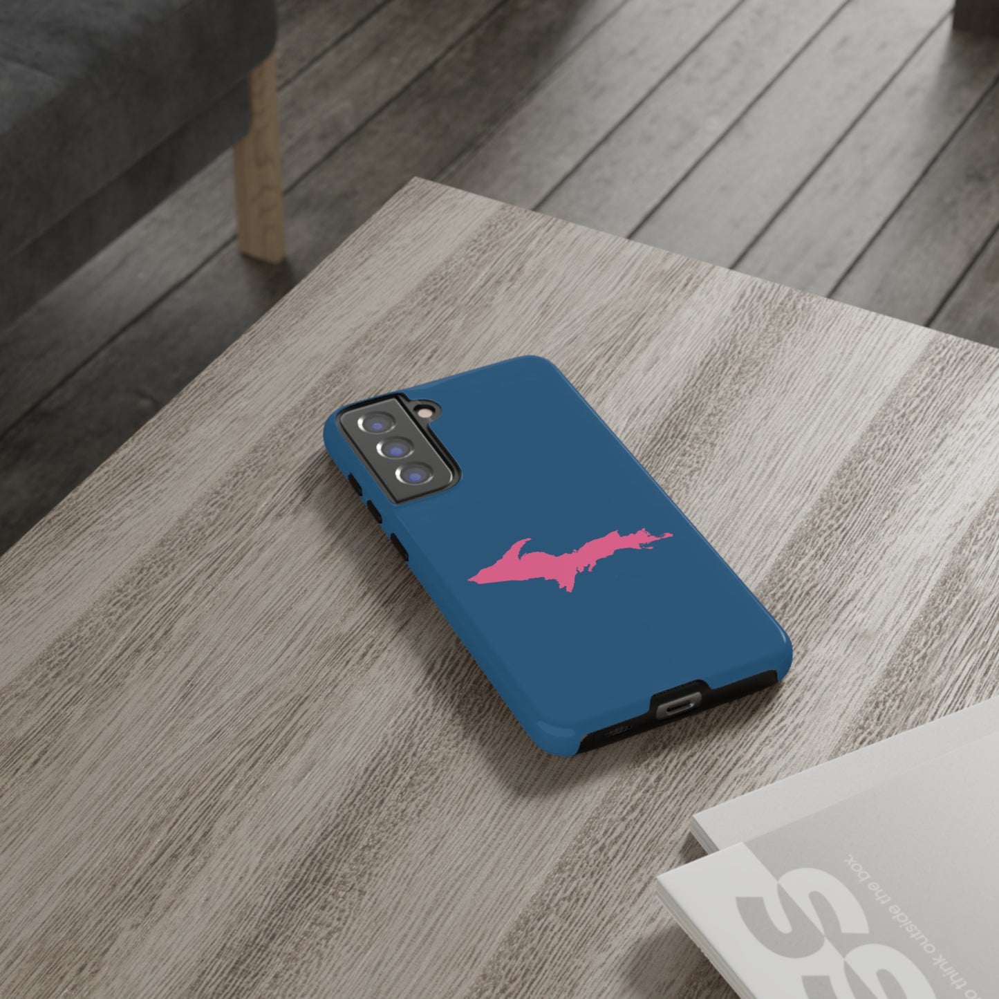 Michigan Upper Peninsula Tough Phone Case (Blueberry w/ Pink UP Outline) | Samsung & Pixel Android