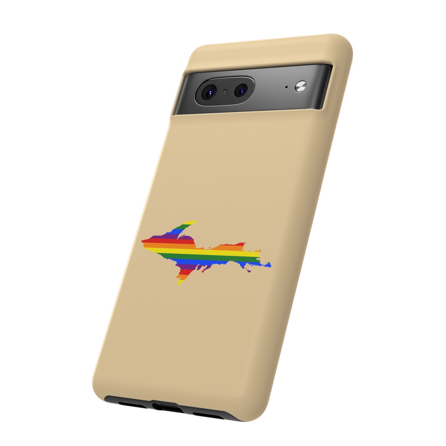 Michigan Upper Peninsula Tough Phone Case (Maple Color w/ UP Pride Flag Outline) | Samsung & Pixel Android