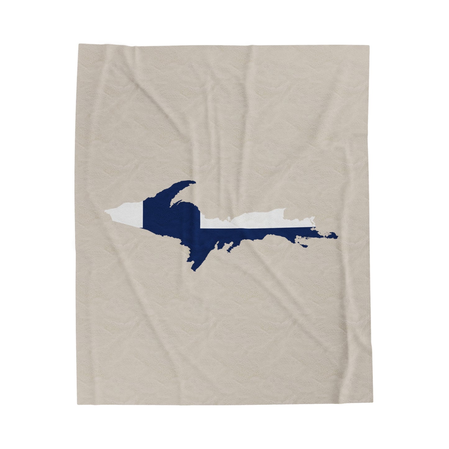 Michigan Upper Peninsula Plush Blanket (w/ UP Finland Flag Outline) | Canvas Color