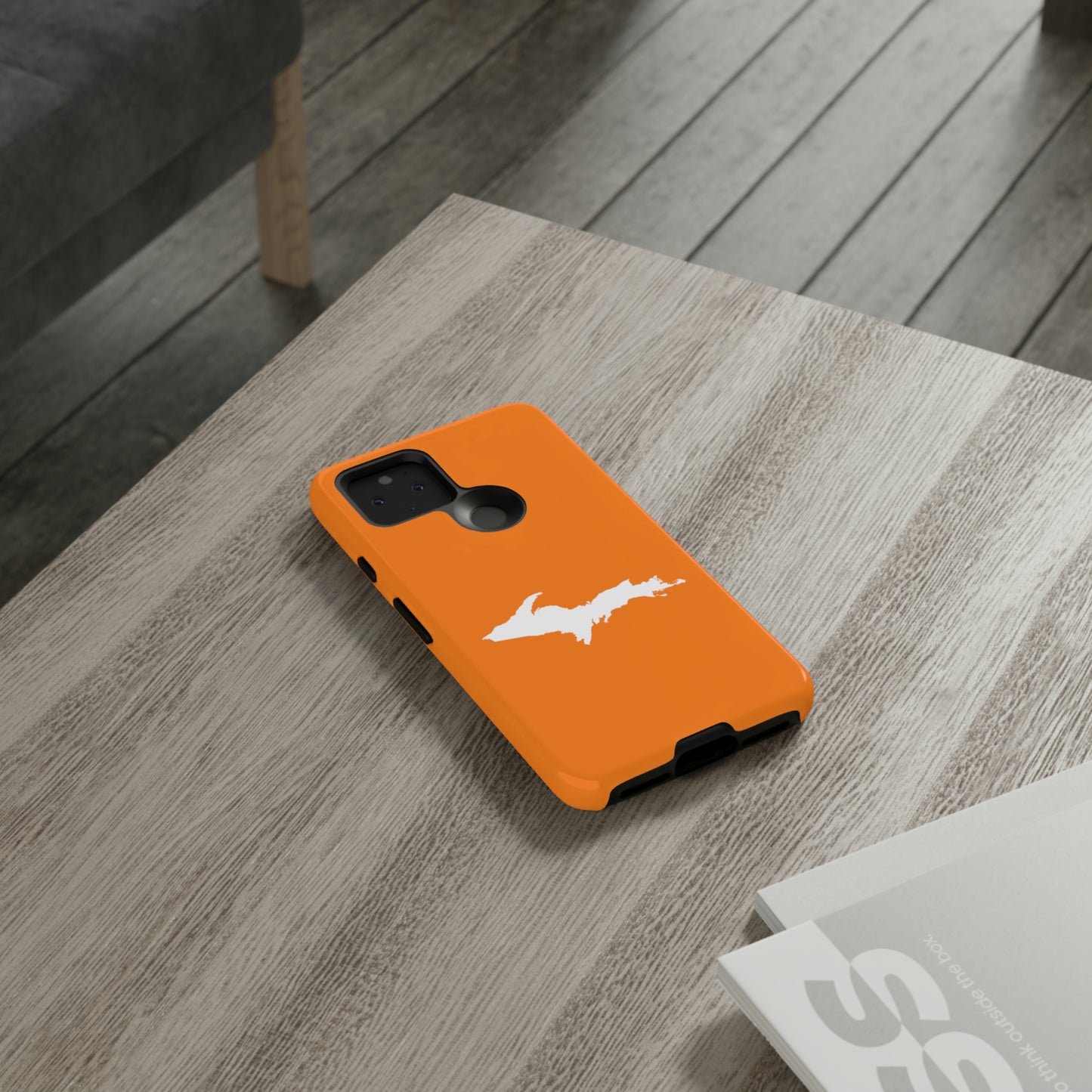 Michigan Upper Peninsula Tough Phone Case (Orange w/ UP Outline) | Samsung & Pixel Android