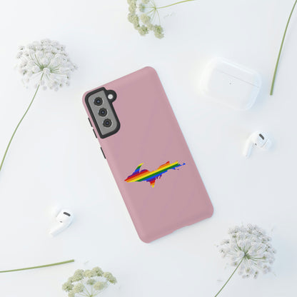 Michigan Upper Peninsula Tough Phone Case (Pink w/ UP Pride Flag Outline) | Samsung & Pixel Android