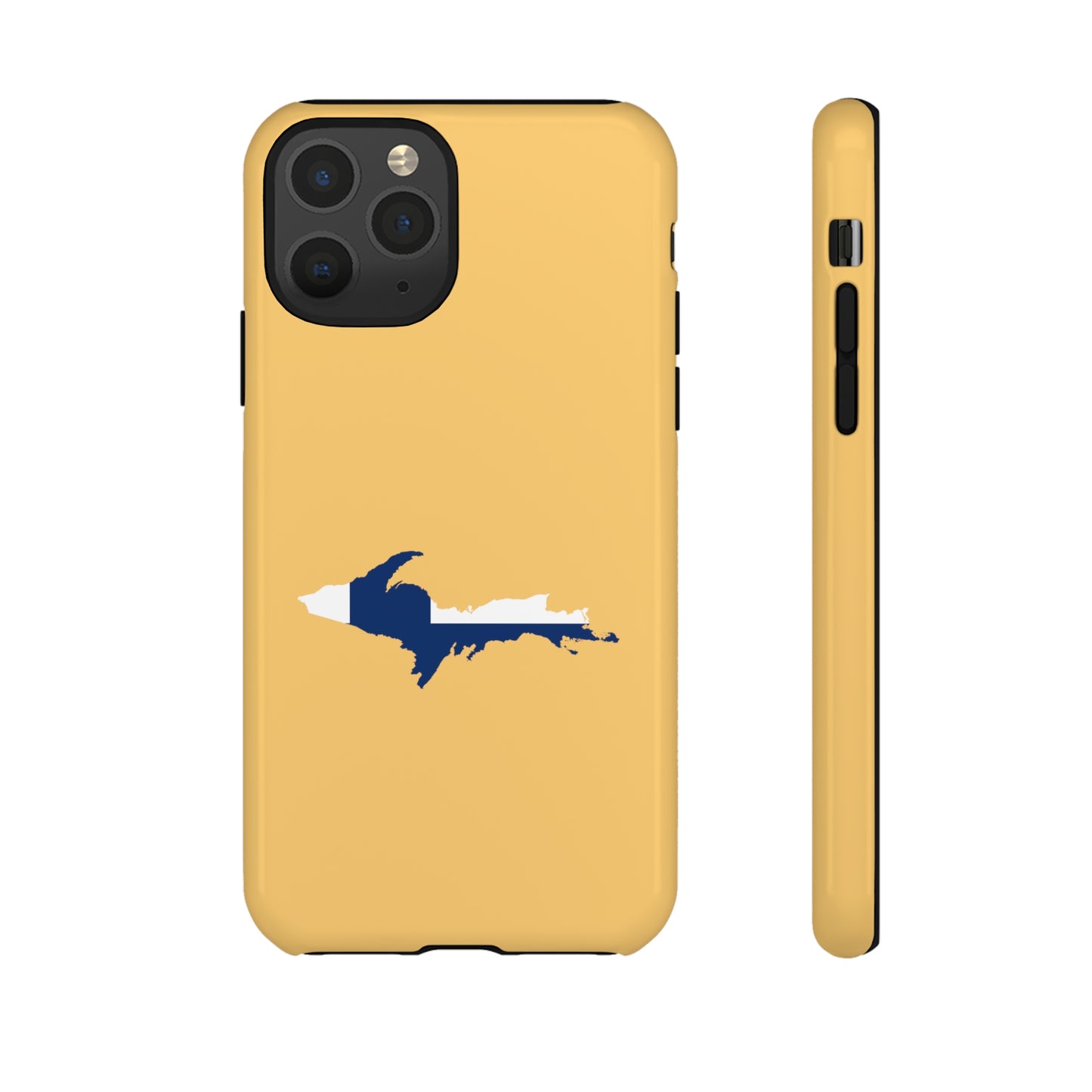 Michigan Upper Peninsula Tough Phone Case (Citrine w/ UP Finland Flag Outline) | Apple iPhone