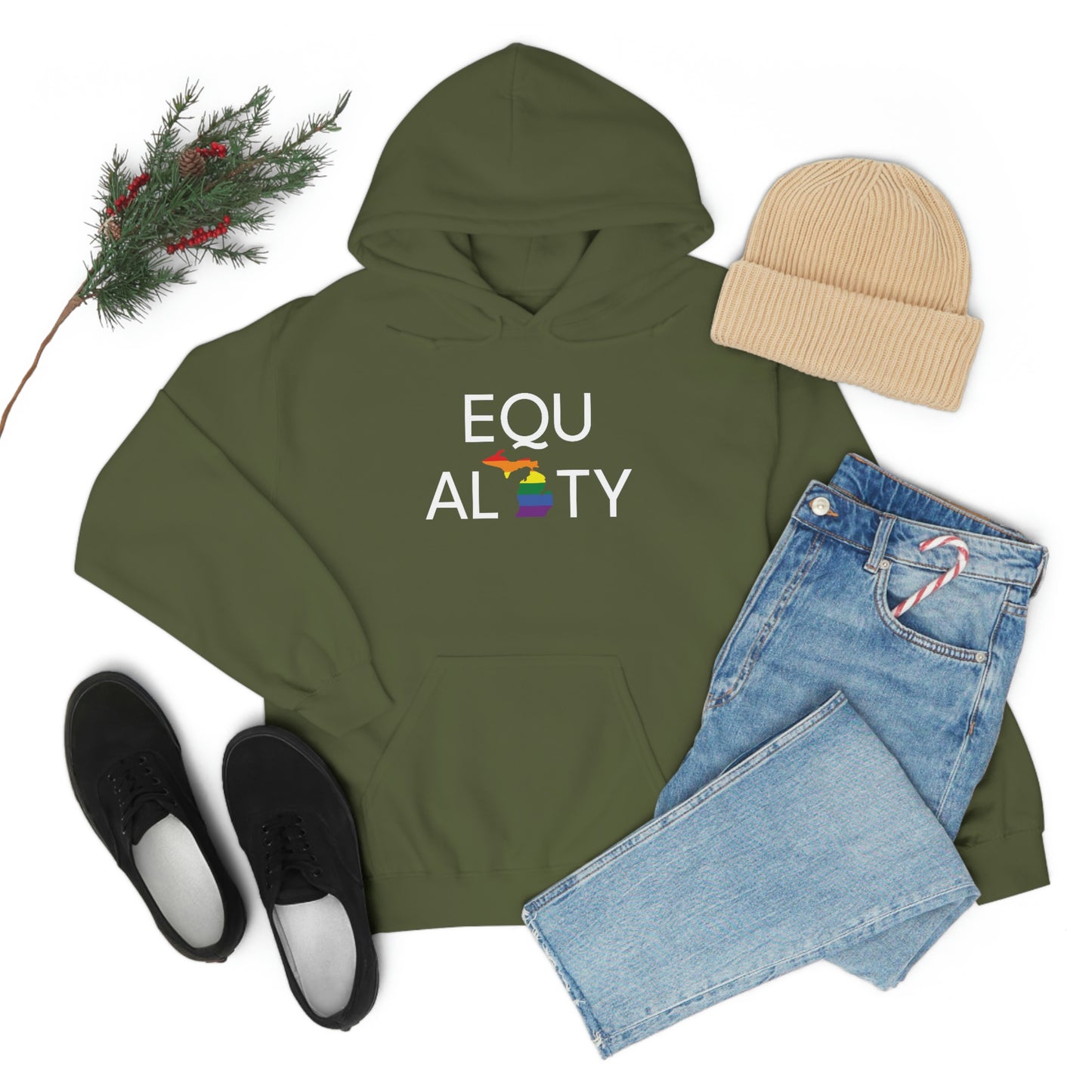 Michigan 'Equality' Hoodie (w/ LGBTQ Pride Colors) | Unisex Standard