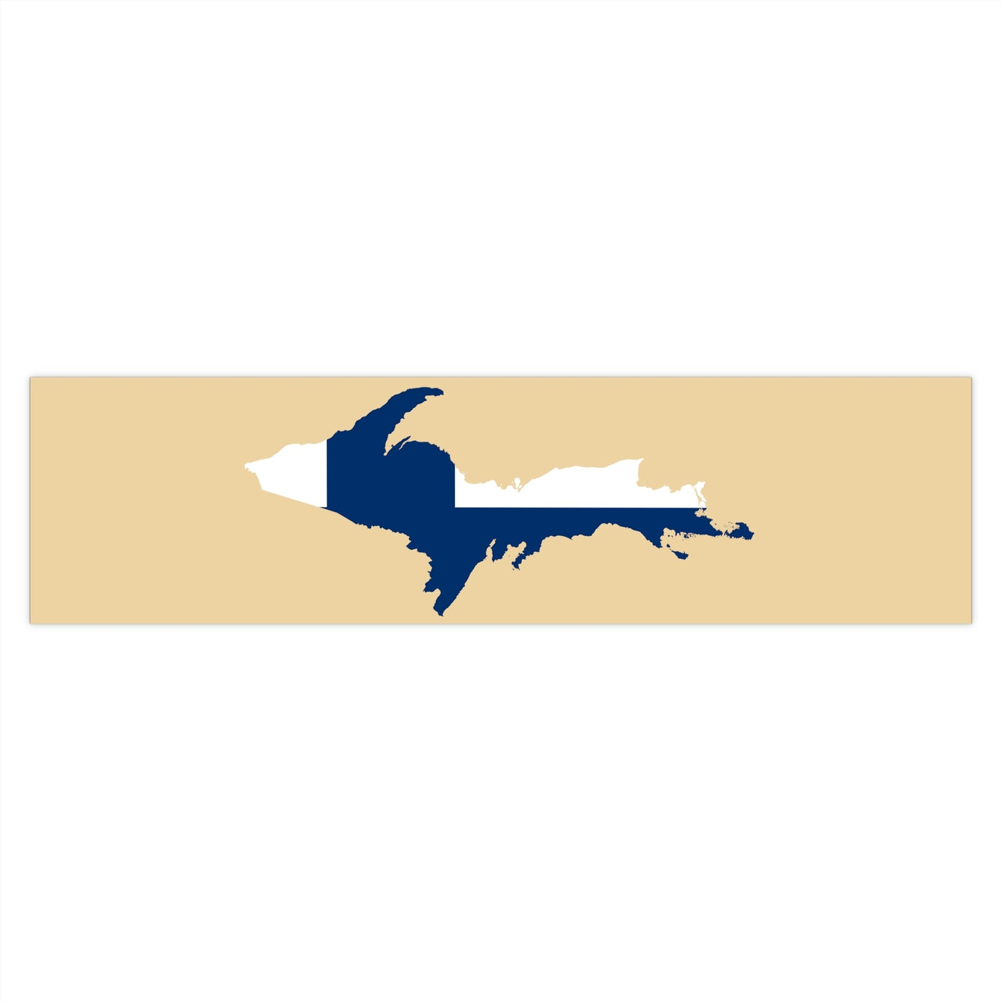 Michigan Upper Peninsula Bumper Stickers (w/ UP Finland Flag Outline) | Maple Color Background