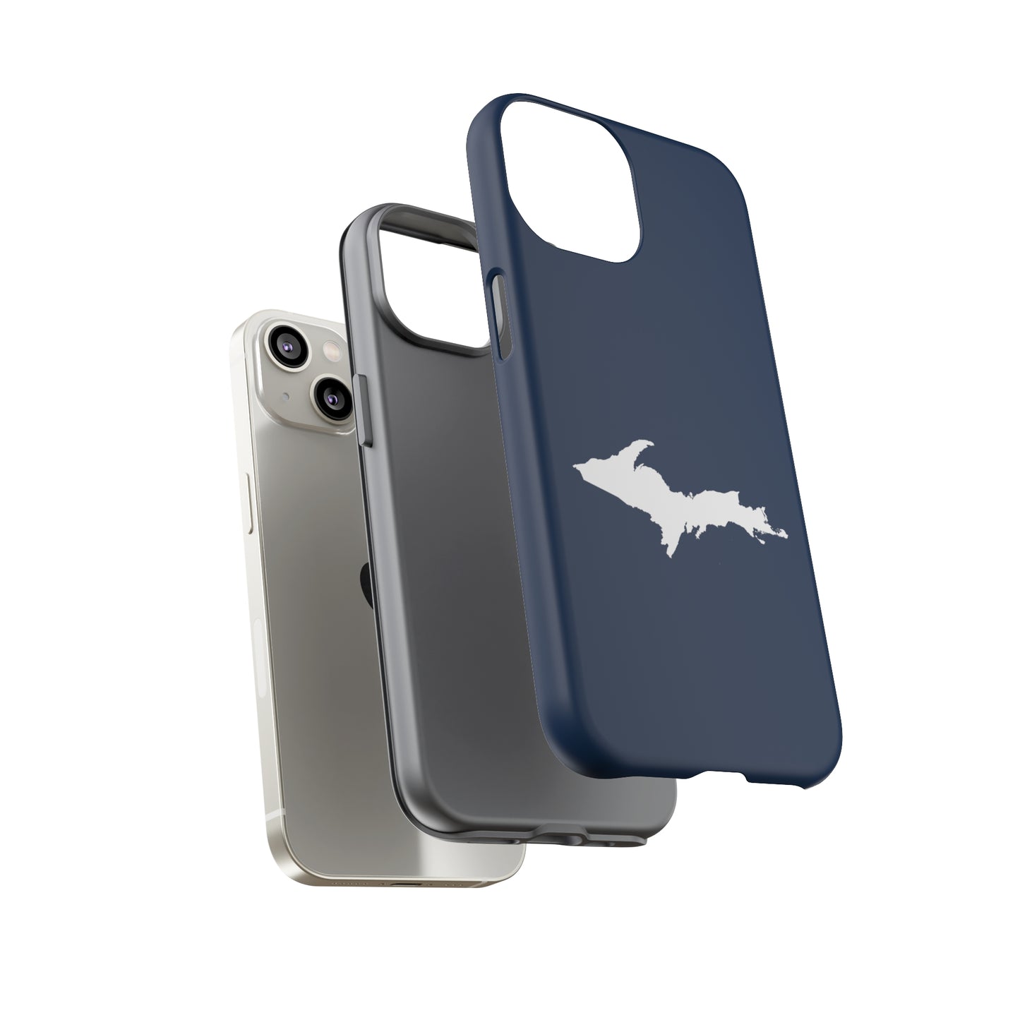 Michigan Upper Peninsula Tough Phone Case (Navy w/ UP Outline) | Apple iPhone