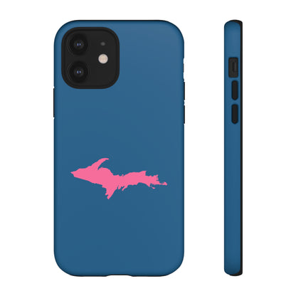 Michigan Upper Peninsula Tough Phone Case (Blueberry w/ Pink UP Outline) | Apple iPhone