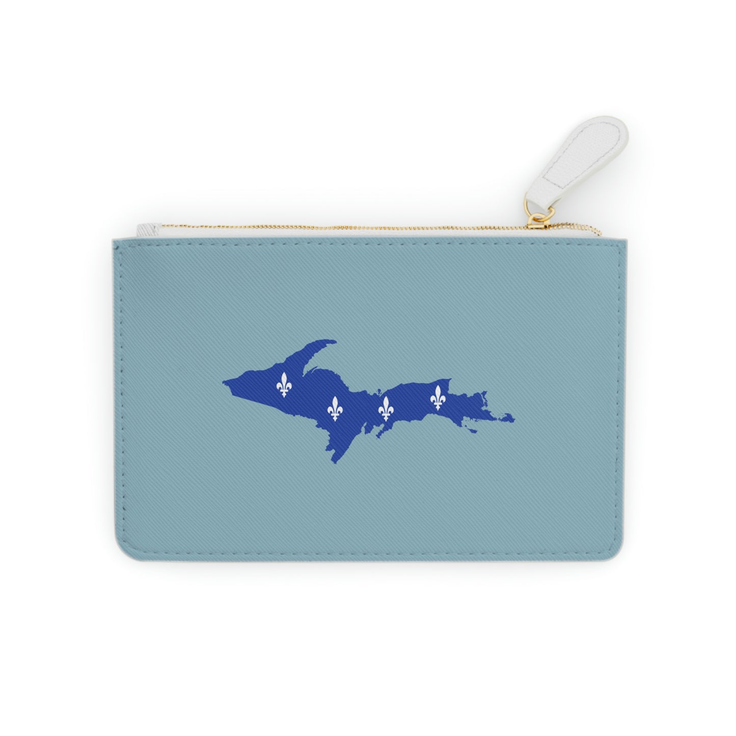Michigan Upper Peninsula Mini Clutch Bag (Opal Blue w/ UP Quebec Flag Outline)