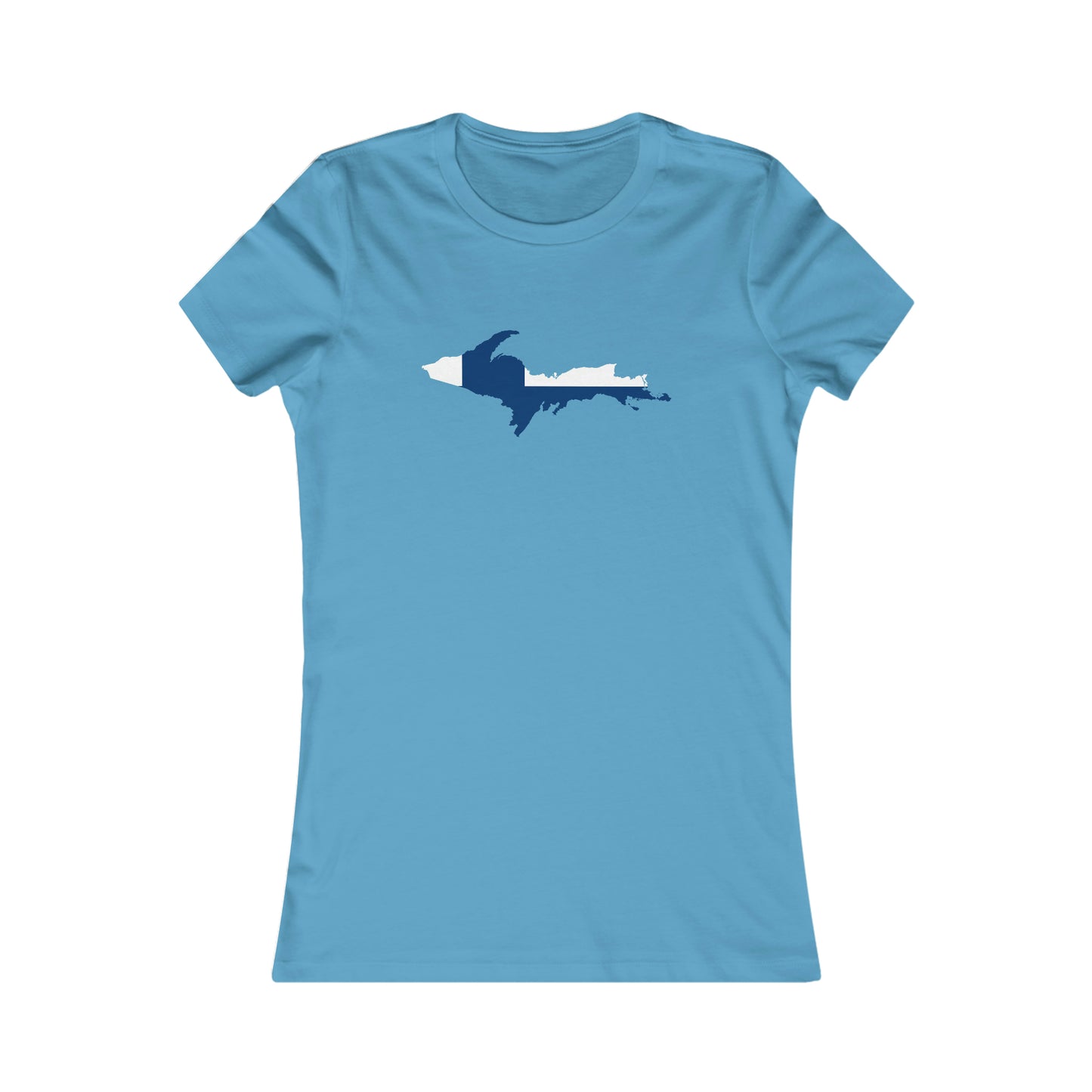 Michigan Upper Peninsula T-Shirt (w/ UP Finland Flag Outline) | Women's Slim Fit