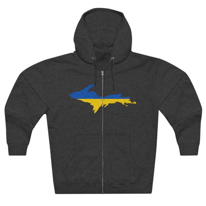 Michigan Upper Peninsula Full-Zip Hoodie (w/ UP Ukraine Flag Outline)