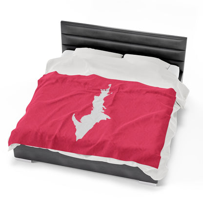 Michigan Upper Peninsula Plush Blanket (w/ UP Outline) | Rhodochrosite Pink