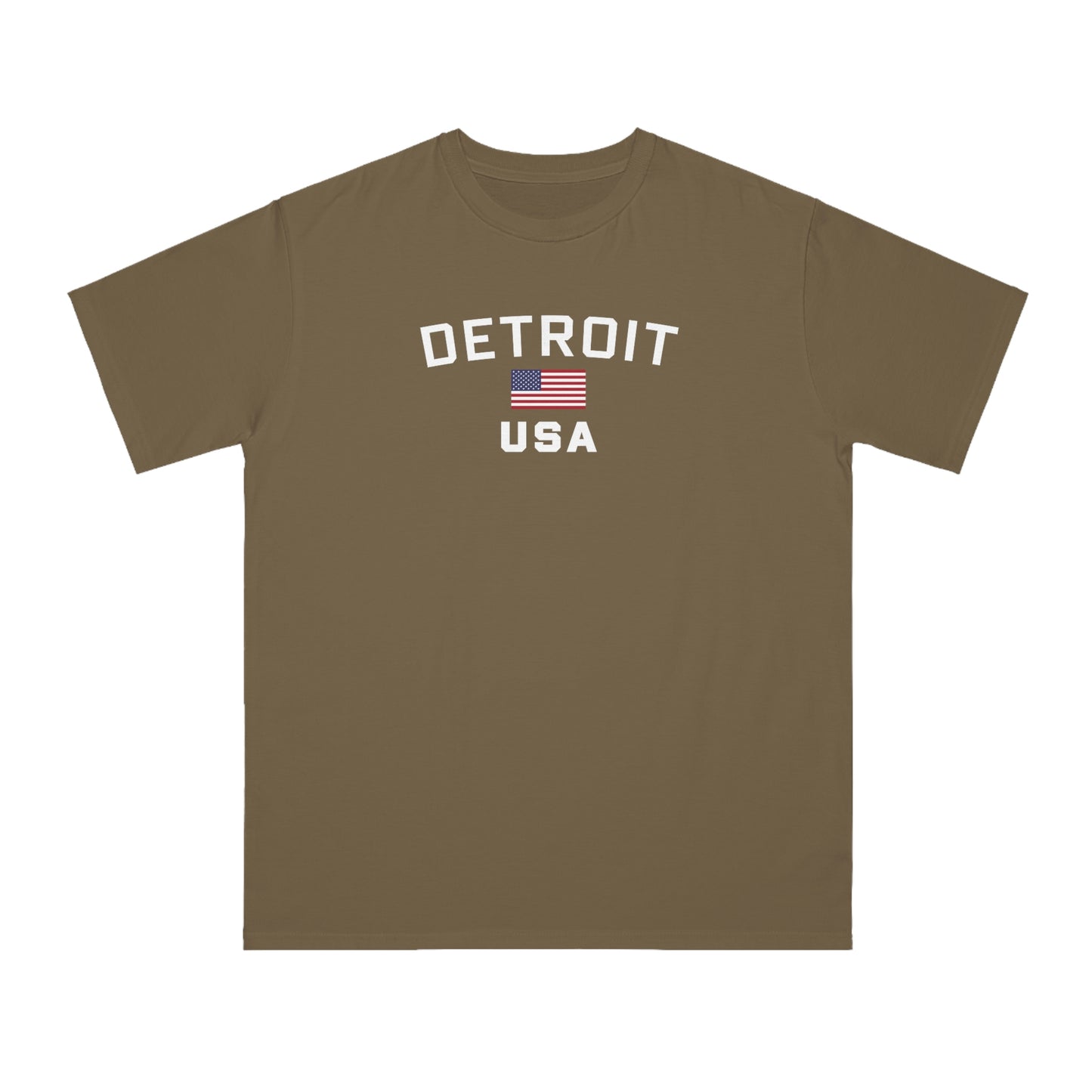 'Detroit USA' T-Shirt (w/ USA Flag) | Organic Unisex