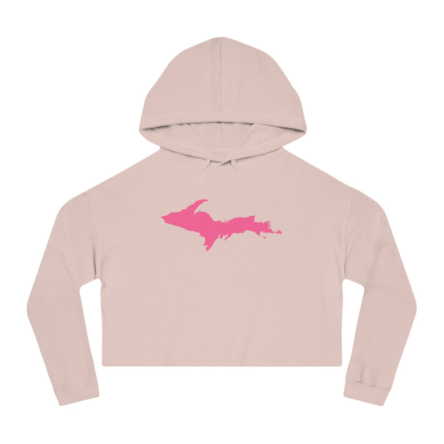 Michigan Upper Peninsula Hoodie (w/ Pink UP Outline) | Lightweight Cropped