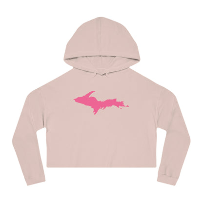 Michigan Upper Peninsula Hoodie (w/ Pink UP Outline) | Lightweight Cropped