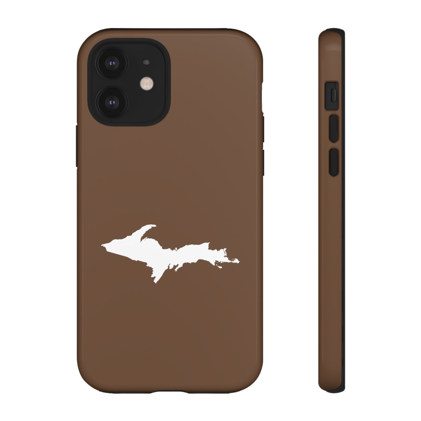 Michigan Upper Peninsula Tough Phone Case (Coffee Color w/ UP Outline) | Apple iPhone