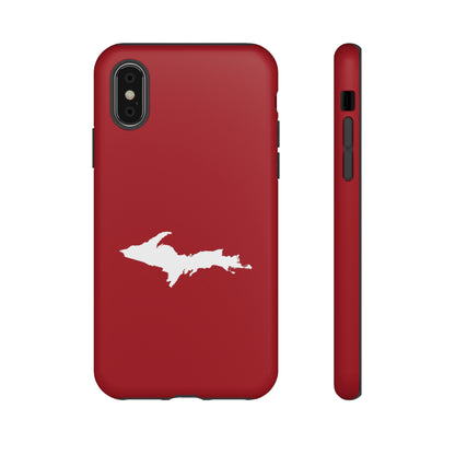 Michigan Upper Peninsula Tough Phone Case (Thimbleberry Red w/ UP Outline) | Apple iPhone