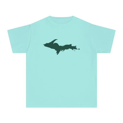 Michigan Upper Peninsula T-Shirt (w/ Green UP Outline) | Youth Garment-Dyed